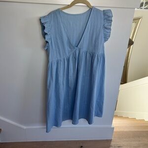 Women’s Blue Ruffled Women's Babydoll Shift Dress Size Medium